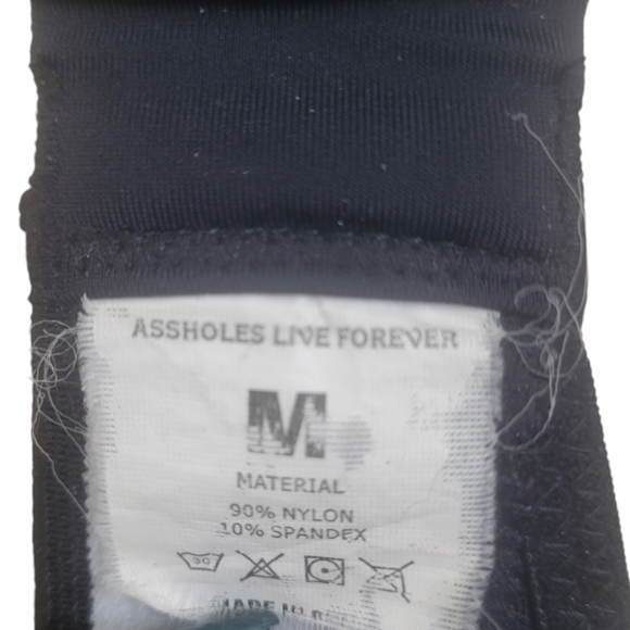 ASSHOLES LIVE FOREVER - Black Lace Semi Sheer Wire Free Bralette Size Medium - Picture 3 of 3
